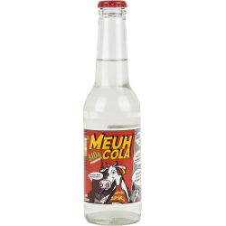 Bouteille de Meuh Cola Bio et Transparent 25cl, soda artisanal normand sans colorant caramel.