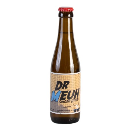 Bouteille de Dr Meuh Ginger Byire 25cl, soda artisanal au gingembre et piment oiseau façon Ginger Beer.