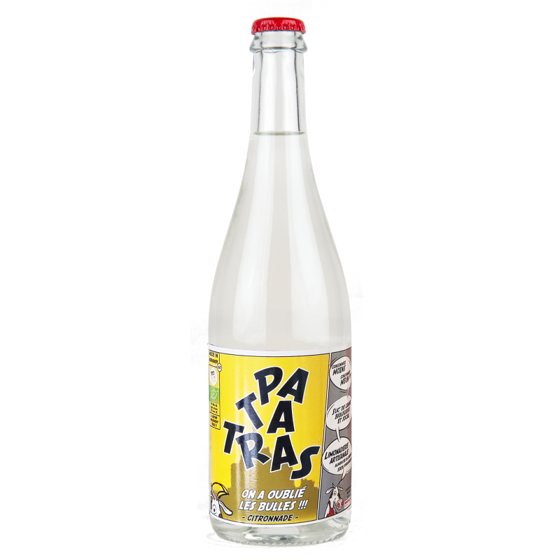 Bouteille de Patatras 75cl, citronnade plate bio artisanale normande sans bulles.