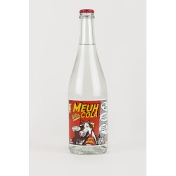 Grande bouteille de Meuh Cola Bio et Transparent 75cl, soda artisanal normand sans colorant caramel.