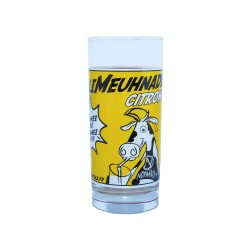 Fameuh verre jaune LiMeuhnade Citron avec son illustration pop, vendu en carton de 6.