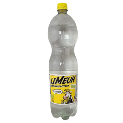 Bouteille plastique 1,5 L de LiMeuhnade Citron, grand format de limonade artisanale normande avec son bouchon à vis.